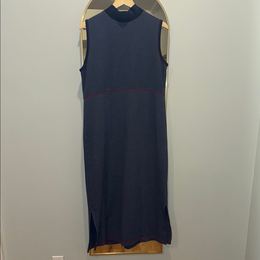 Erika Two Piece Navy and Red Velour Maxi Dress